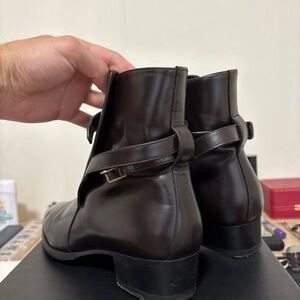 Saint Laurent Dark Brown Leather Men's Boots